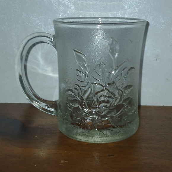 Pasari Crystal Livia Clear Glass Cups Mugs Indonesia Rose Frosted Edge F… - Picture 7 of 9